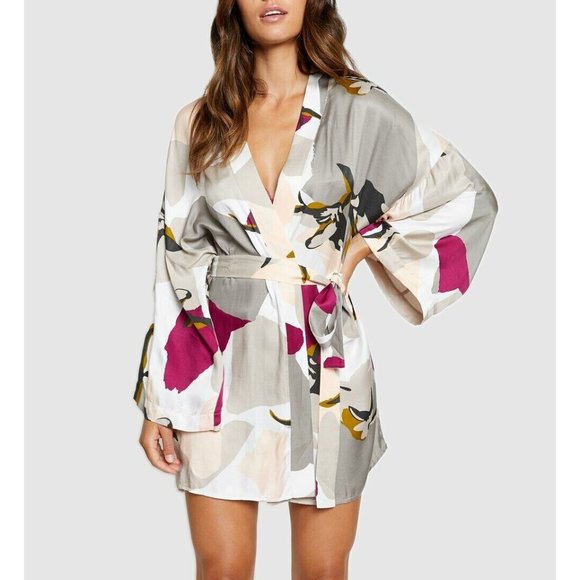 Hanro Phila Printed Kimono Robe Size Medium MSRP $268